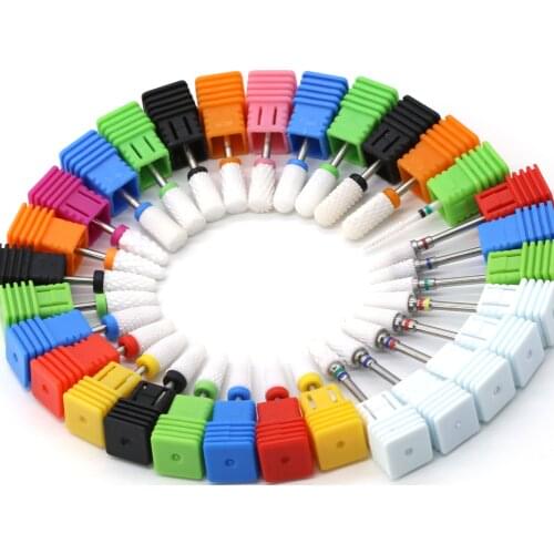 10PCS Ceramic Milling cutter For Manicure Electric Rotary Manicure Machine Drill Bit Tool Nail Sanding Cap For Removing Nail Gel