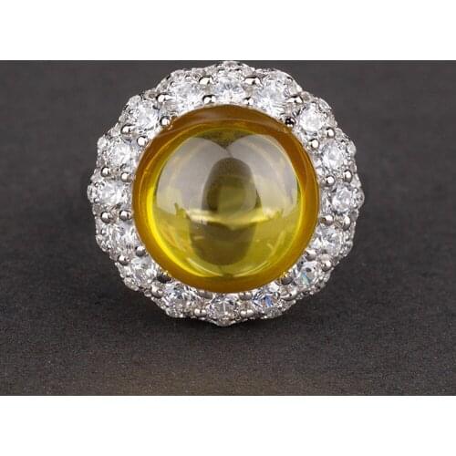100% Real 925 Silver Citrine Amethyst Simulated 13CT Rings for Women Wedding Anniversary Fine Jewelry Wholesale