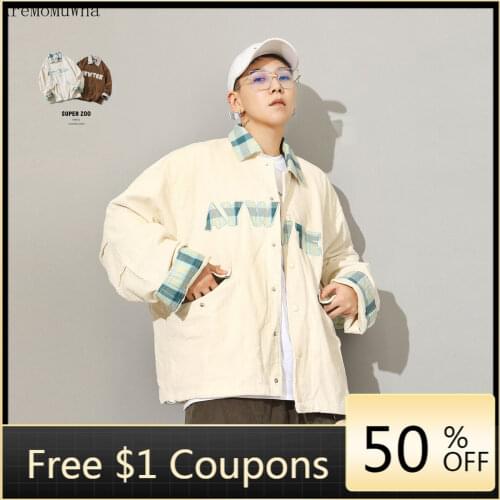 Lapel Jacket Boys Spring and Autumn Hip-hop Casual Loose Corduroy Couple Tooling Embroidery Jacket Men Korean Fashion Outerwear