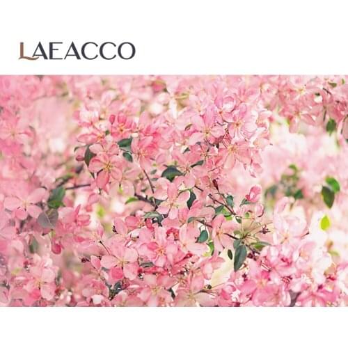 Laeacco Spring Blooming Pink Cherry Flower Petals Baby Shower Scenic Photography Background Photographic Backdrop Photo Studio