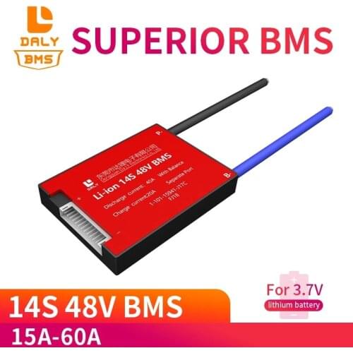DALY 18650 BMS 14S 48V Li ion 3.7v 15A 20A 30A 40ah 50A 60A Lithium Polymer Battery Pack PCB Balance Ebike E-Scooter BMS