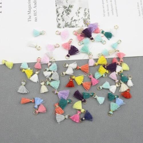 50Pcs 1cm Cotton Thread Mini Tassel Trim Pendant DIY Craft Materials Jewelry Earrings Ornaments Hanging Ring Small Fringe Trim