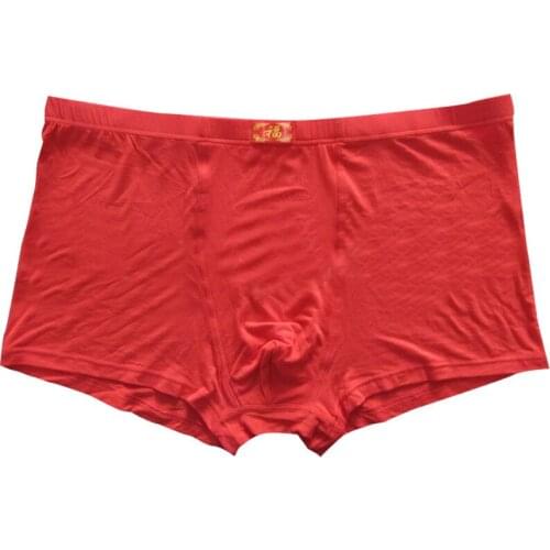 Mens underwear fat guy pants big luck big red wedding birthday year boxer pants solid color boxer 7XL
