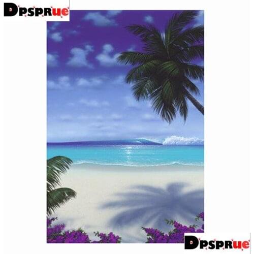 Dpsprue Full Square/Round 5D Diy Diamond Painting Kit Cross Stitch Beach Sea Scenery 3D Embroidery Mosaic Home Decor Gift