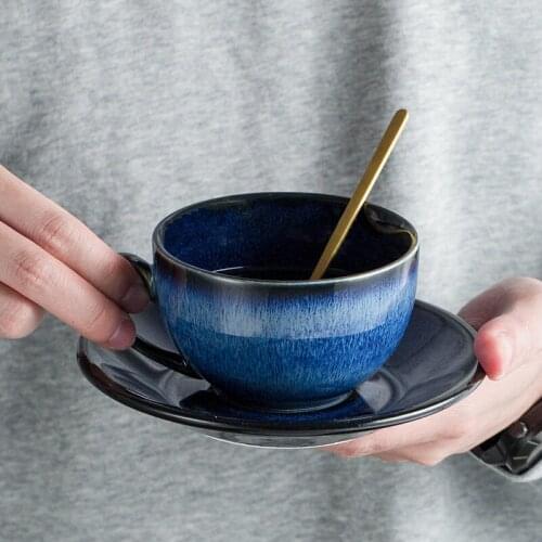 Japanese Coffee Cup Set Royal Bone China Traditional Ceramic Tea Cups Saucer Spoon Creative Xicara Kitchen Supplies EB50BD