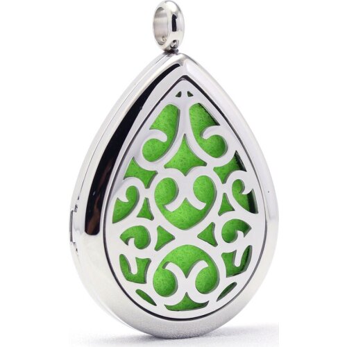 Stainless Steel Oval Shape Aroma Aromatherapy Essential Oil Diffuser Necklace