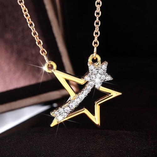 Cute Gold Plated Hollow Star Pendant Necklace for Women Girls Sweet Fine Chain Necklace Fashion Jewelry Party Gifts