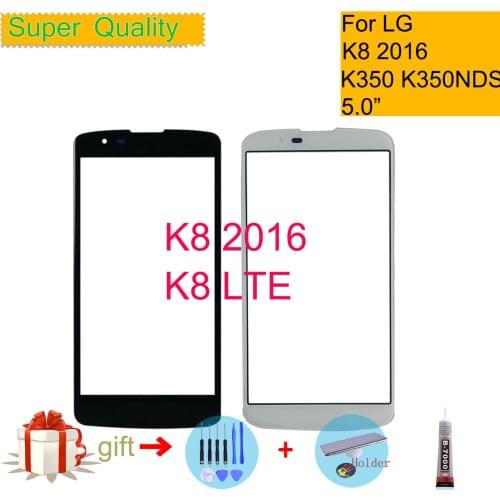 For LG K8 LTE 2016 Phoenix 2 K350N K350 Touch Screen Front Glass Panel Front Outer Glass Lens For LG K8 LCD Glass Replacement