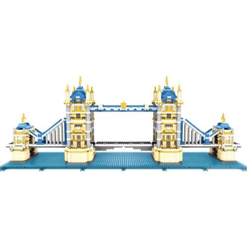 PZX 9919 World Architecture The Tower Bridge of London 3D Model DIY Mini Diamond Blocks Bricks Building Toy for Children no Box