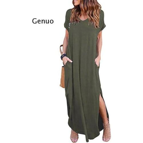 Plus Size 5Xl Sexy Women Dress Summer Solid Casual Short Sleeve Maxi Dress for Women Long Dress Lady Dresses