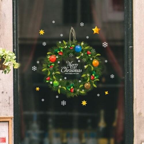 Christmas Bell Garland Wall Stickers Store Supermarket Window Glass Decorations Christmas Door Stickers Wall Decoration