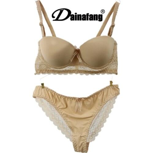Sexy demi bra set push up slip wedding underwear set french sexy lace bra set womens underwear set secret lingerie