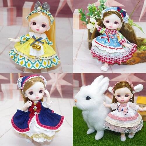 New 1/8 16CM Bjd Doll 13 Movable Joints With Cute lovely Face Shape Exquisite Makeup Fashion Dress Doll Toy Best Gift For Girls