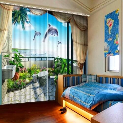 3D Printing Blackout Curtains Bedding Room Cortians Full Light Shading Bedroom Livng Room Curtains Cortina CL-025