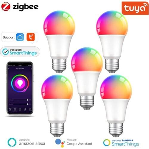 Tuya 9W Zigbee3.0 Smart Light Bulb, E27 RGBCW LED Lamp Dimmable With Smart Life APP, Voice Control For Google Home, Alexa