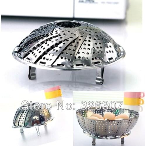 Retractable multi-function folding stainless steel steamer steaming plate fruit steamer rack Fruit Basin Household Is Essential