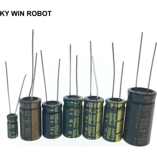 10pcs 16V Aluminum Electrolytic Capacitor 10UF 22UF 33UF 47UF 100UF 220UF 470UF 680UF 1000UF 2200UF 3300UF 4700UF 6800UF 22000UF