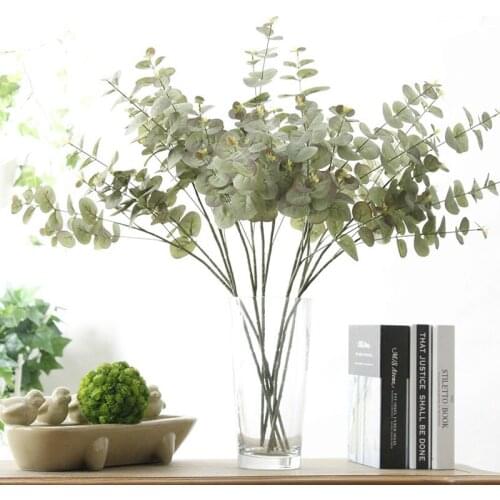 10pcs Artificial Eucalyptus Leaf Green Leaves Branches Plants for Home Wedding Party Decorations Fake Tree Accessories Cheap