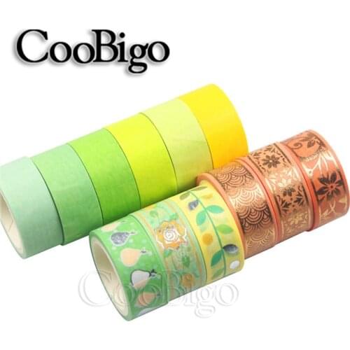 12Rolls/Set Foil Silver Washi Tape Yellow Orange Adhesive Tape Decorative Masking Tape for Scrapbooking DIY Craft Card Diary Gif