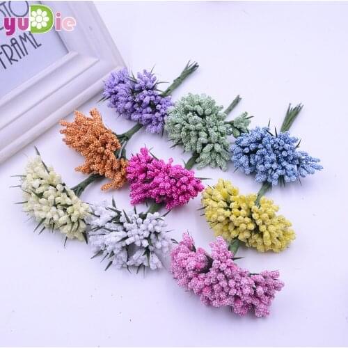 12pcs/lot)Multicolor Scrapbooking Flower buds bouquet stamen wedding box decoration berry stame
