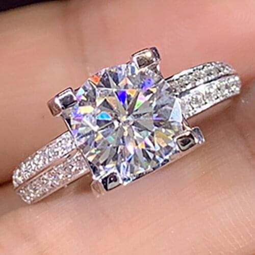 14K Au585 White Gold Women Wedding Party Engagement Ring 1 2 3 4 5 Carat Round Moissanite Diamond Ring Trendy Cute Classic