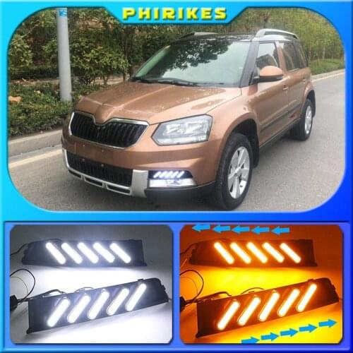 2Pcs LED Daytime Running Turning Signal Light DRL Fog Lamp Brake light Lamp For Skoda Yeti 2014-2017