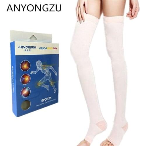 AOO Open-toed High Elastic Medical Night Sleeping Stocking Comfortable Breathable Shaping Compression Knee-high Stocking