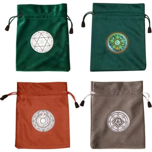 Velvet Pentagram Tarot Storage Bag Board Game Card Embroidery Drawstring Package