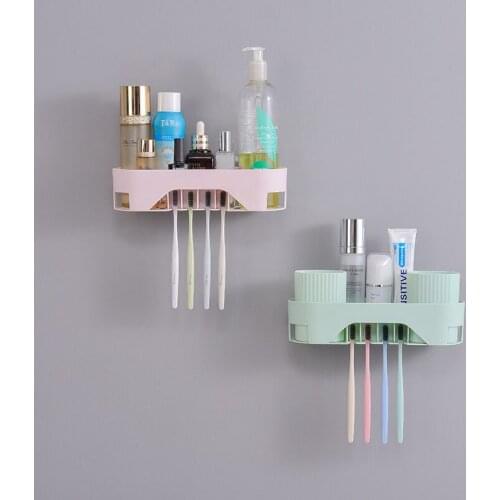 Toothbrush Holder Toothbrush Toiletries Toothpaste Holder Rack Toothbrush Wall Mount Storage Rack With Cup Bathroom accessories
