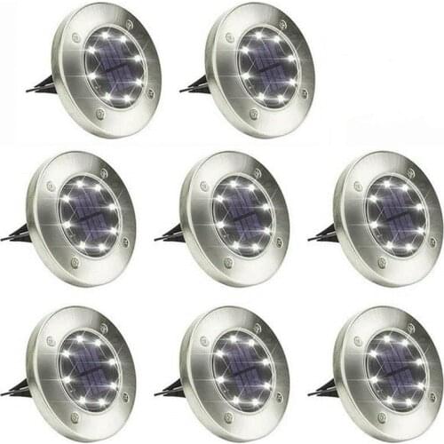8/16LED Solar Powered Disk Lights Outdoor Waterproof Garden Landscape Lighting for Yard Deck Lawn Patio Pathway Walkway