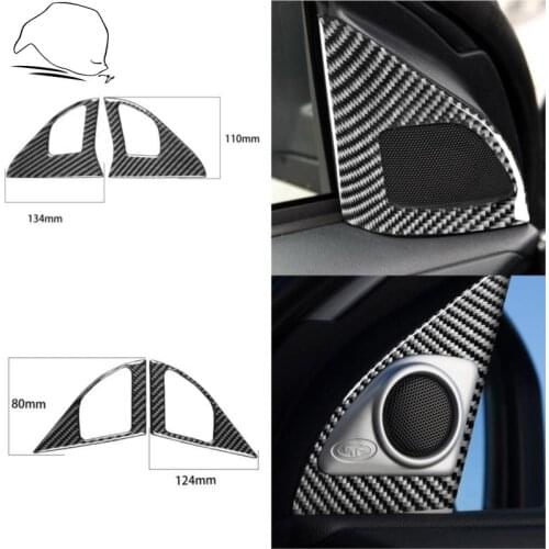 For Mitsubishi Lancer EVO X MR 2008-2015 Interior Door Tweeter Frame Carbon Fiber Sticker Both Side Speaker Trim Car Accessories