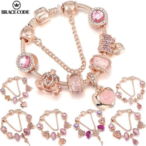 European And American Style Series Princess Crown Car Rose Pendant Woens Bracelet Free Combination DIY Beaded Jewelry