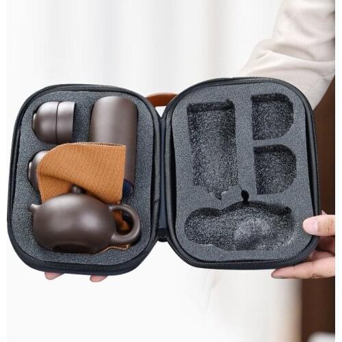 Purple Sand Teapot Portable Travel Tea Set One Pot and Four Cups Kung Fu Tea Set Japanese Tea Set Ceramic Teapot