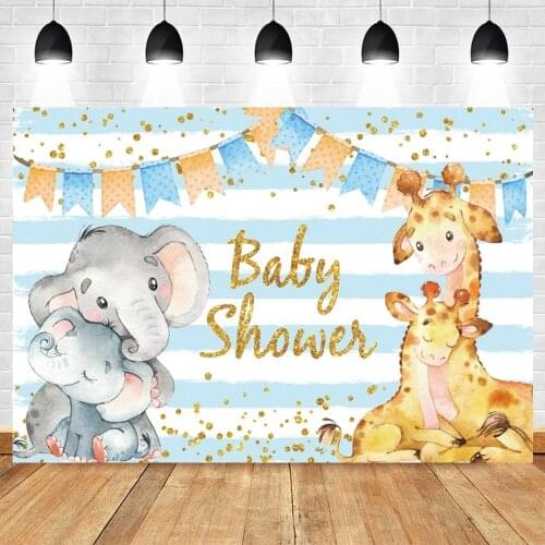 Elephant Giraffe Wild Safari Backdrop Newborn Baby Shower Boy Birthday Party Photography Background For Photo Studio Photozone