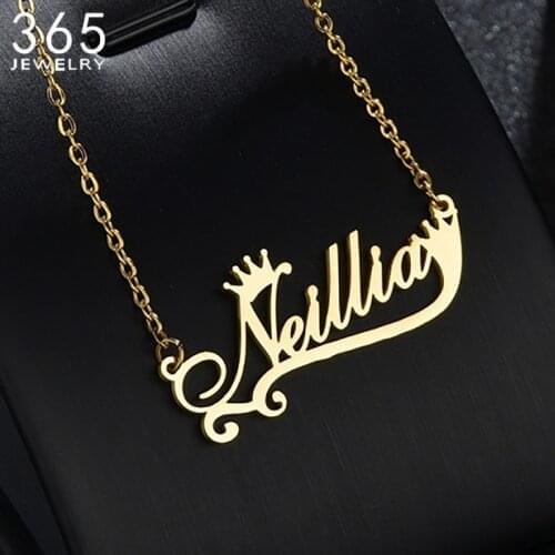 Custom Infinity symbol Names Heart Necklace Crown Namplate Necklace Stainless Steel Personalized Jewelrys Collier Femme Necklace