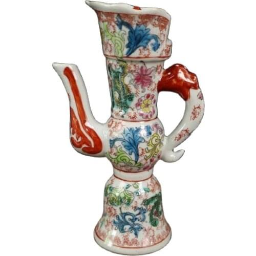 China old porcelain Pastel dragon and phoenix holding pot auspicious patterns