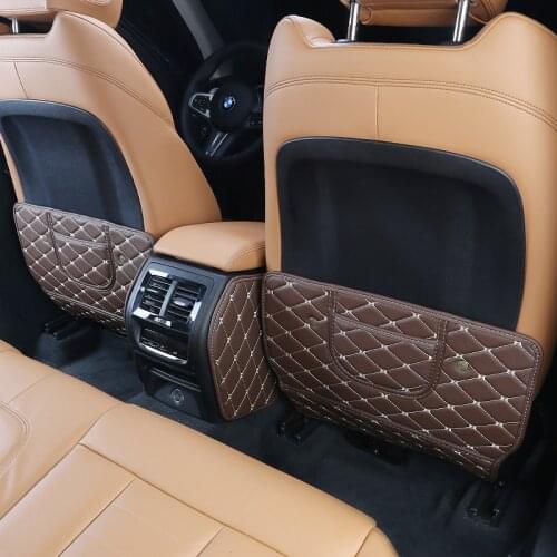 Leather 2pcs Seat Backrest Anti Kick Pad Car Anti Dirty Mat For BMW X3 G01 G08 25i 30i 2018 Auto Interior Styling