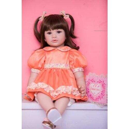 22"Reborn Baby Doll Girl Toddler Lifelike Soft Silicone Vinyl Kid Gift Handmade New Born Baby Items Silicone CN(Origin)