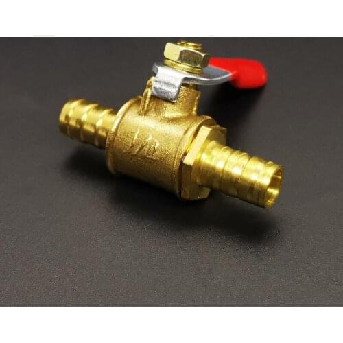 6/8/10/12/14mm Hose Barb OD Brass Ball Valve Pipe Fitting Connector with Red Handle