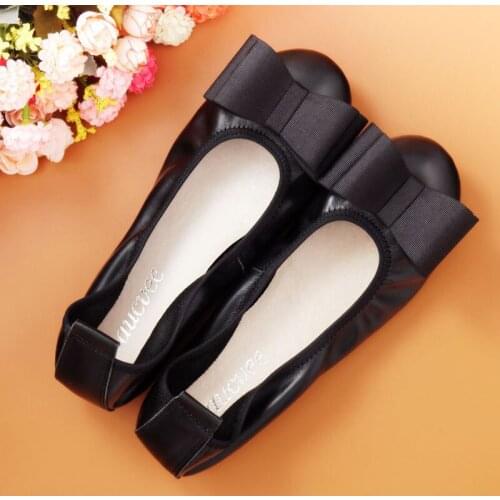2019 new women flats shoes ballet flats Fashion slip on Genuine Leather loafers women shoes sweet bow summer female casual shoes