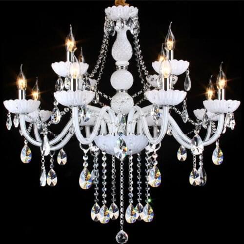 European Style Living Room Bedroom Chandeliers White Creative Candle Crystal Chandelier Light Restaurant Villa Crystal Lamps