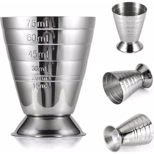 75ml Ounce Jigger Bar Wine Tools Cocktail Liquor Measuring Cup Bartender Tool Stainless Steel Cocktail Measuring Jigger Shot Cup