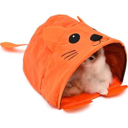 Cute Pet Cat Interactive Cute Mouse Design Cat Tunnels Mouse Hunt Intelligence Toy Pet Kitten Foldable Toys Orange Tent