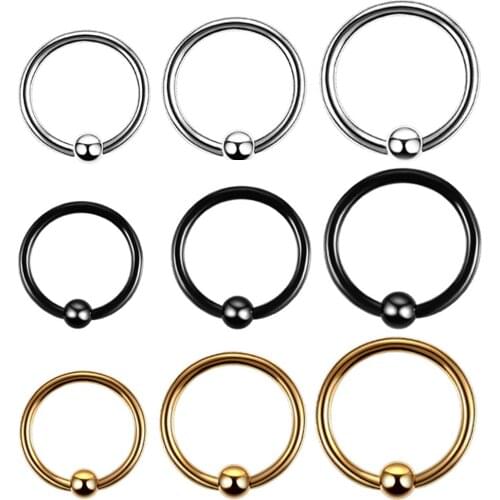 Stainless steel BCR multi-purpose open ring nose ring eyebrow ring small round beads ear bone nails fashion jewelry