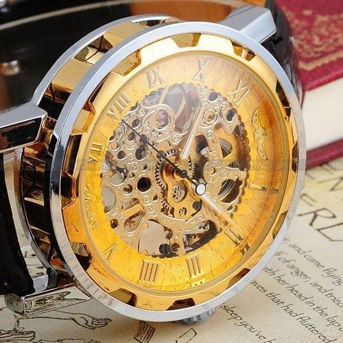 2020 New Hot Sale Skeleton Hollow Fashion Mechanical Hand Wind Men Luxury Male Business Leather Strap Wrist Watch Relogio