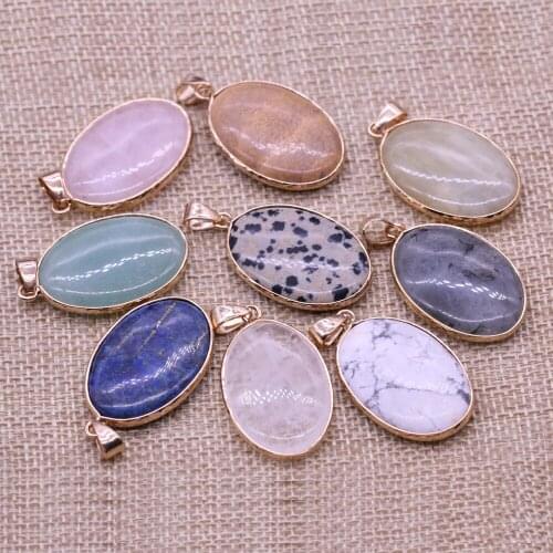 Natural Stone Pendant Oval Exquisite Semi-precious For Jewelry Making DIY Necklace Bracelet Anklet Earrings Accessory