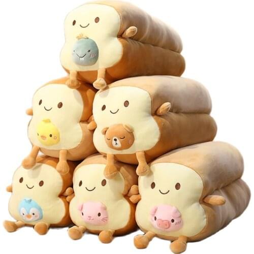 40/80cm Long Bread Plush Toy Combined Animal Fully Stuffed Food Toast Pillow Sleeping Bolster Creative Gift for Kids