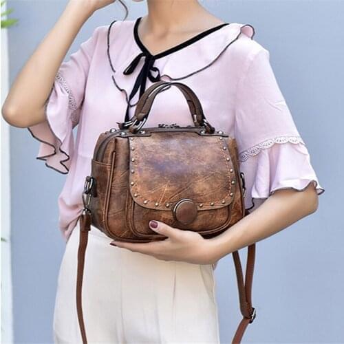 Casual Handbags Tote Bags for Women 2021 Vintage Pu Leather Female Top-Handle Bags Women Shoulder Bag Crossbody Messenger Bag