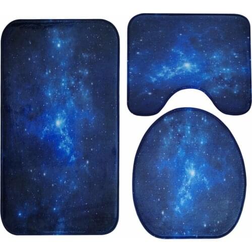 Drop Shipping Galaxy Space Star Sky 3pcs/Set Bath Mat for the Kitchen Living room Non-slip Bathroom Rugs Carpet Set Tapis