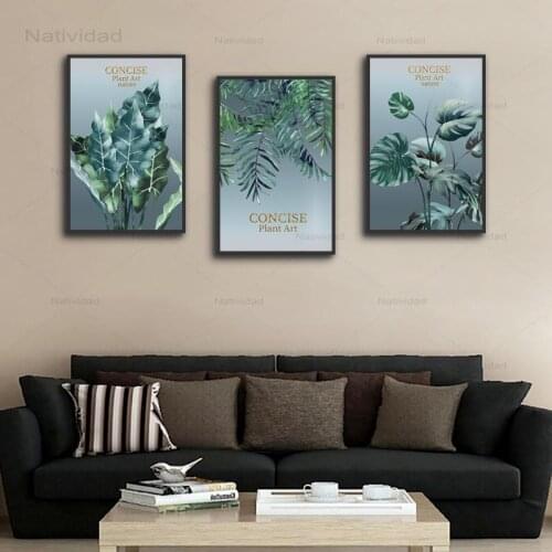 Realist Frameless Posters and Prints Green Leaves Concise Plants Art Canvas Painting Wall Art Pictures Decoration for Bedroom
